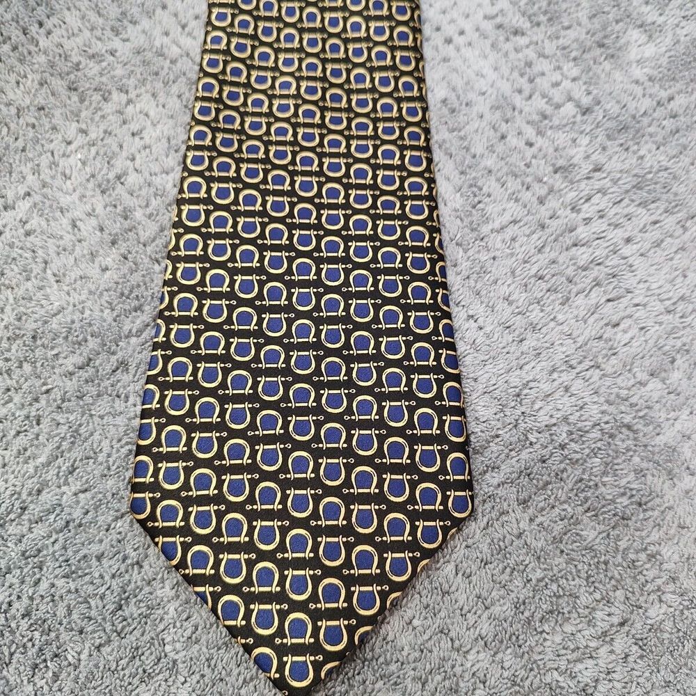 Ashford & Brooks London Silk Tie 60x4" Black Gold Navy Classic Handmade